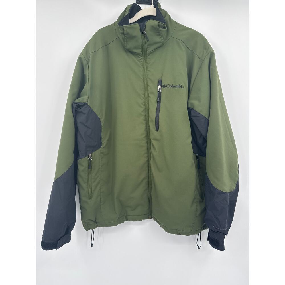 Columbia Softshell Omni Shield Fleece Lined Green Black Jacket Mens Large